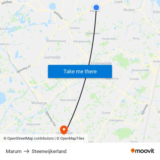 Marum to Steenwijkerland map