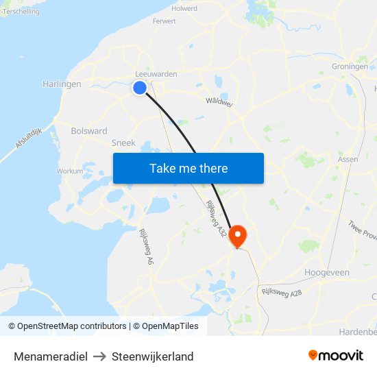 Menameradiel to Steenwijkerland map