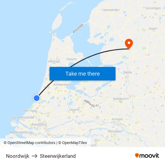 Noordwijk to Steenwijkerland map