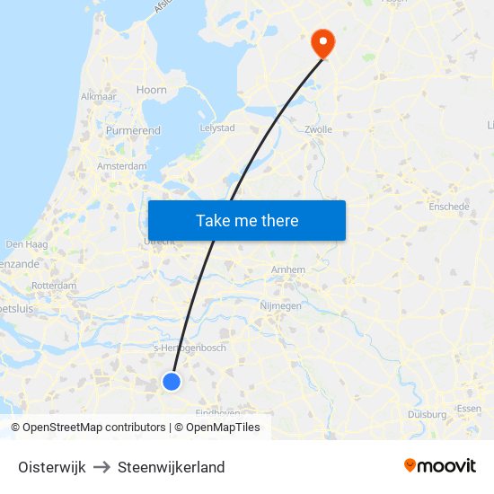 Oisterwijk to Steenwijkerland map