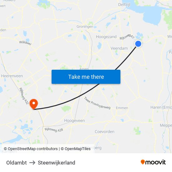 Oldambt to Steenwijkerland map