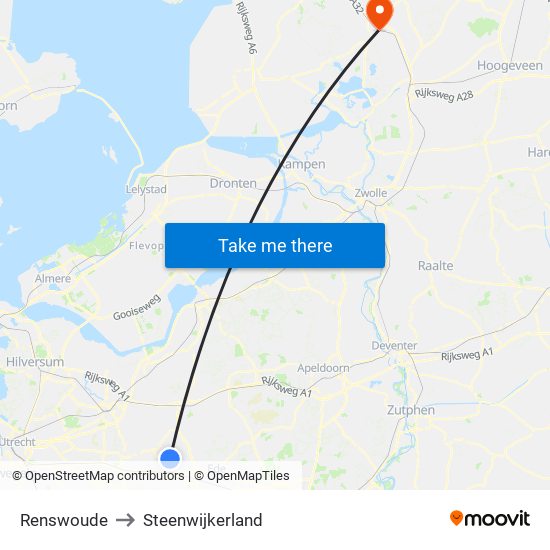 Renswoude to Steenwijkerland map