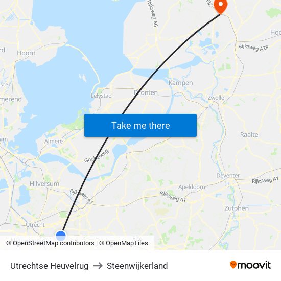 Utrechtse Heuvelrug to Steenwijkerland map