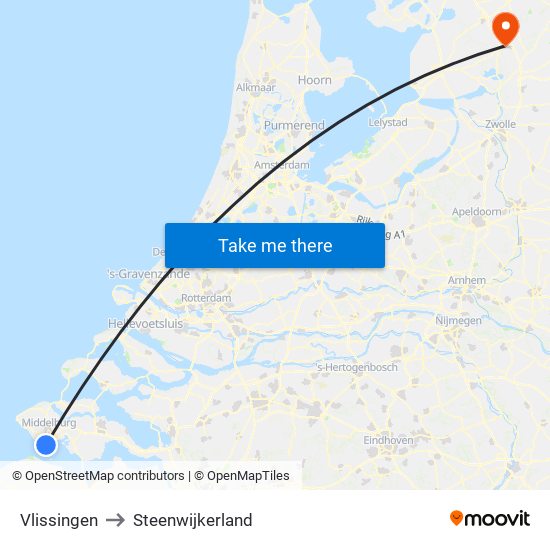 Vlissingen to Steenwijkerland map