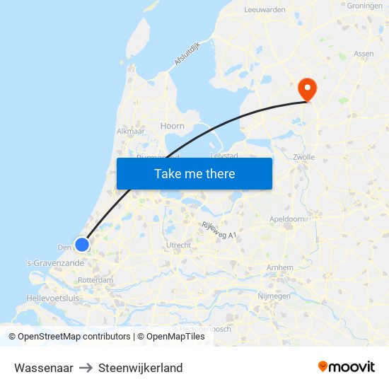 Wassenaar to Steenwijkerland map