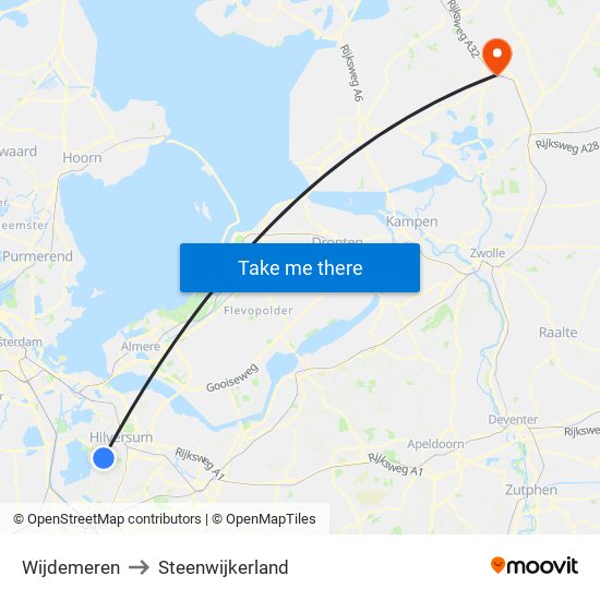 Wijdemeren to Steenwijkerland map