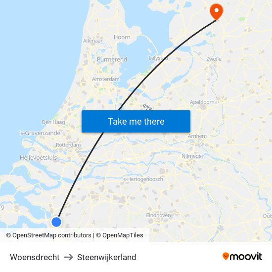 Woensdrecht to Steenwijkerland map