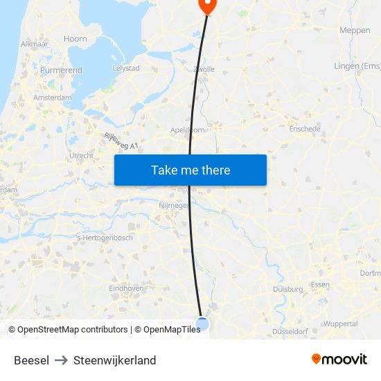 Beesel to Steenwijkerland map