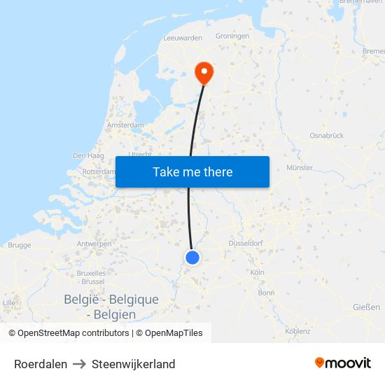 Roerdalen to Steenwijkerland map