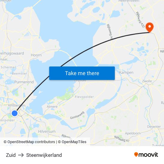 Zuid to Steenwijkerland map