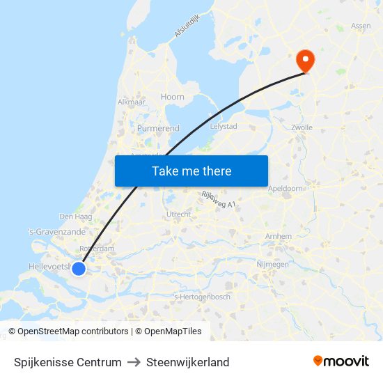 Spijkenisse Centrum to Steenwijkerland map