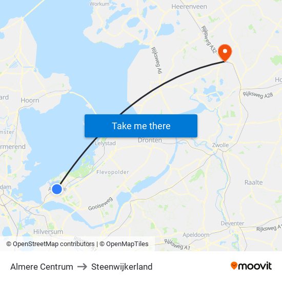 Almere Centrum to Steenwijkerland map