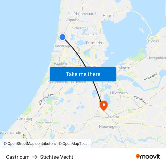 Castricum to Stichtse Vecht map