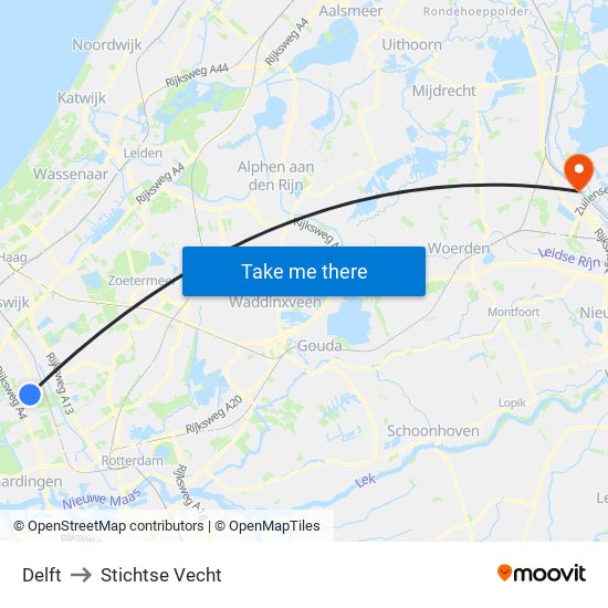 Delft to Stichtse Vecht map