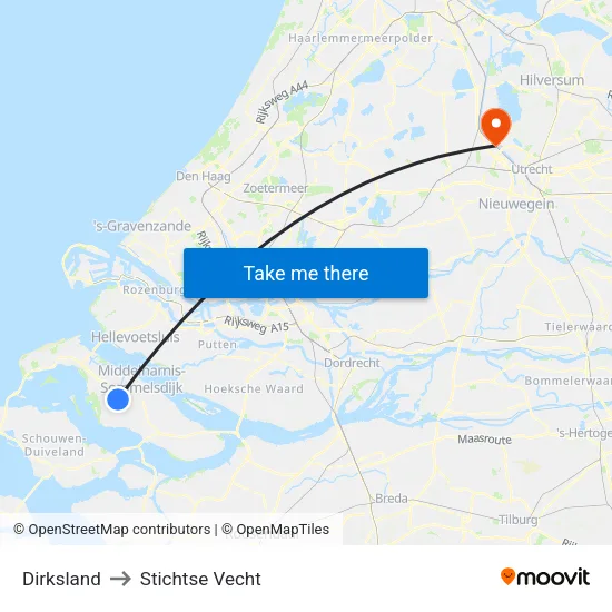 Dirksland to Stichtse Vecht map