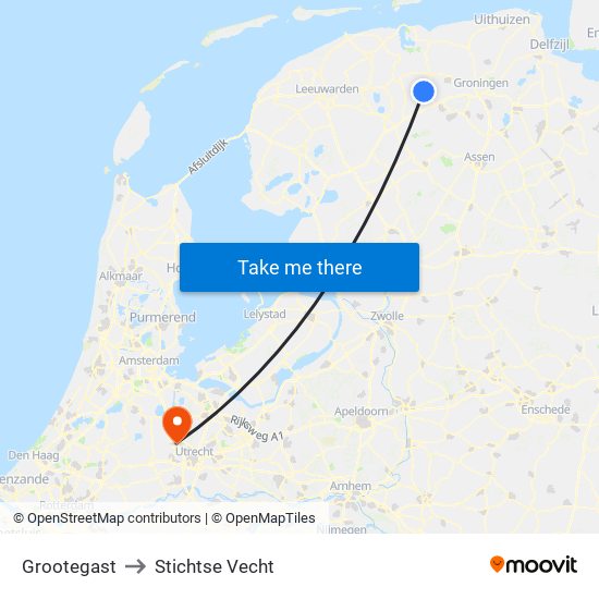 Grootegast to Stichtse Vecht map