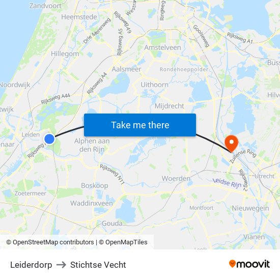 Leiderdorp to Stichtse Vecht map