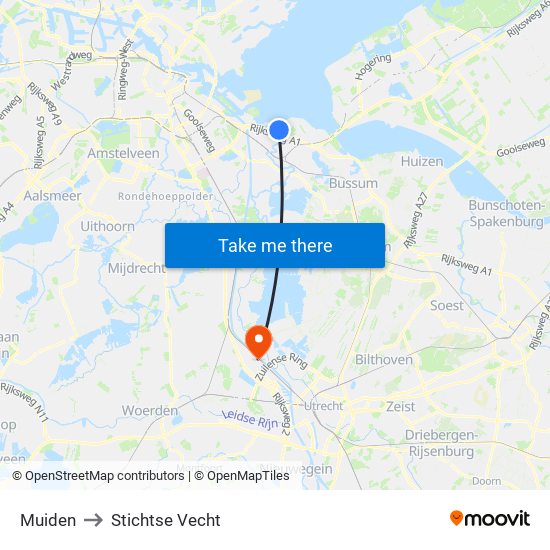 Muiden to Stichtse Vecht map