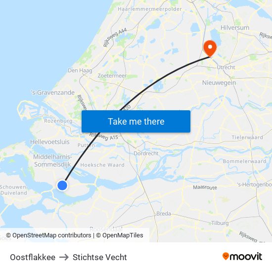 Oostflakkee to Stichtse Vecht map