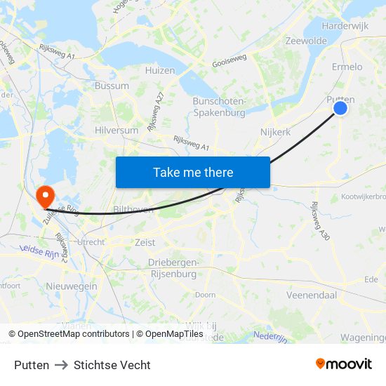 Putten to Stichtse Vecht map