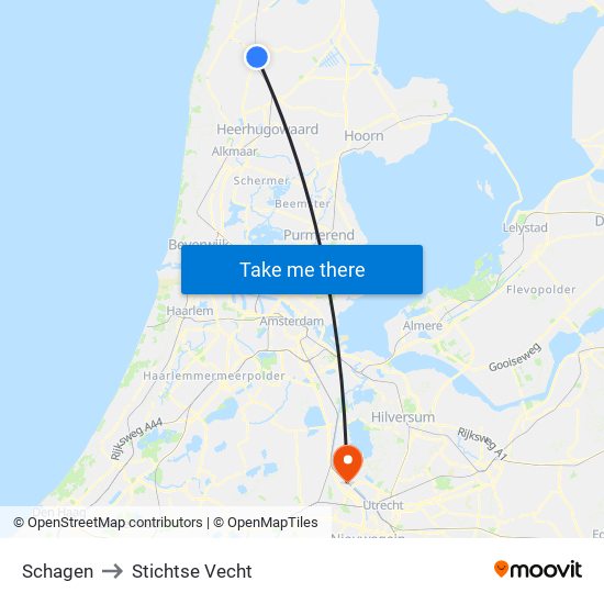 Schagen to Stichtse Vecht map