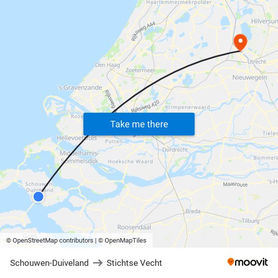 Schouwen-Duiveland to Stichtse Vecht map