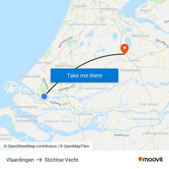 Vlaardingen to Stichtse Vecht map