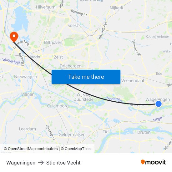 Wageningen to Stichtse Vecht map