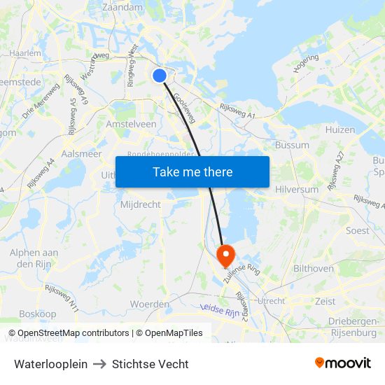 Waterlooplein to Stichtse Vecht map