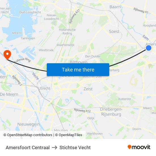 Amersfoort Centraal to Stichtse Vecht map