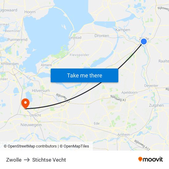 Zwolle to Stichtse Vecht map