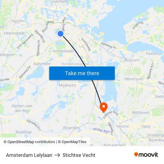 Amsterdam Lelylaan to Stichtse Vecht map