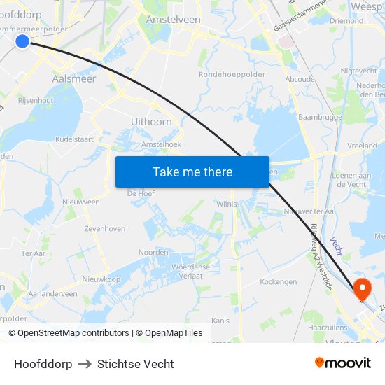 Hoofddorp to Stichtse Vecht map