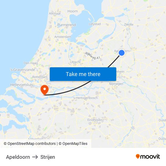 Apeldoorn to Strijen map