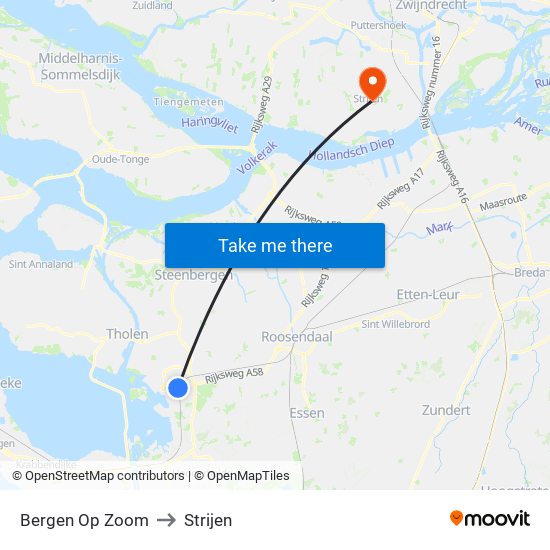 Bergen Op Zoom to Strijen map