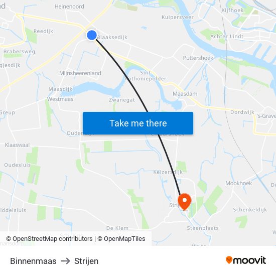 Binnenmaas to Strijen map