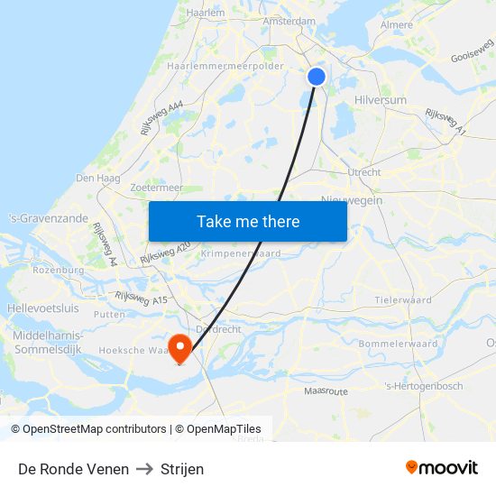 De Ronde Venen to Strijen map