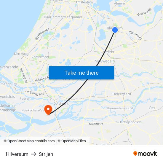 Hilversum to Strijen map