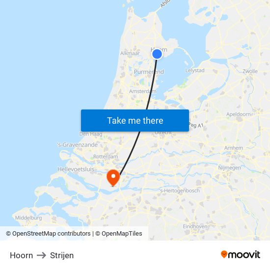 Hoorn to Strijen map