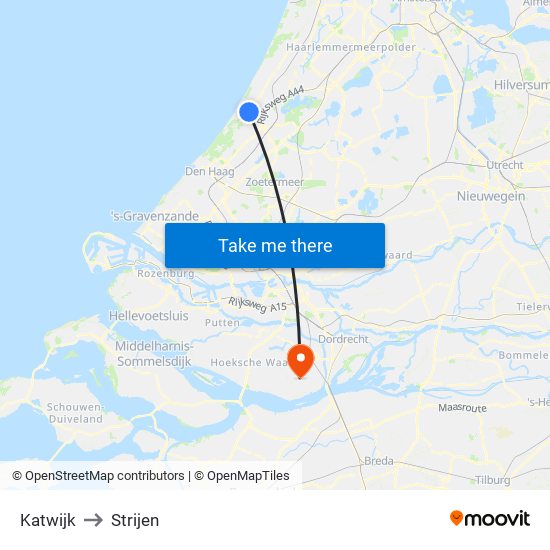 Katwijk to Strijen map