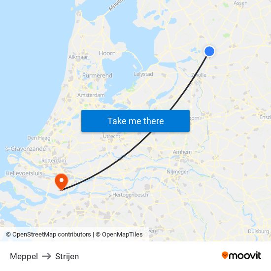 Meppel to Strijen map