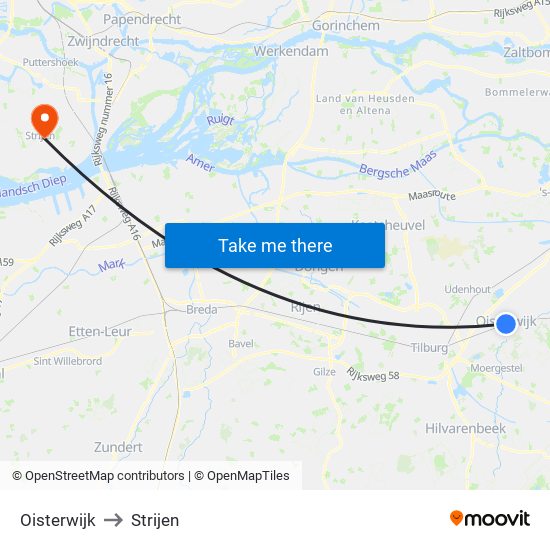 Oisterwijk to Strijen map