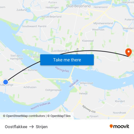 Oostflakkee to Strijen map