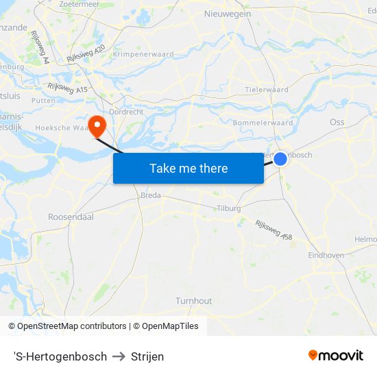 'S-Hertogenbosch to Strijen map