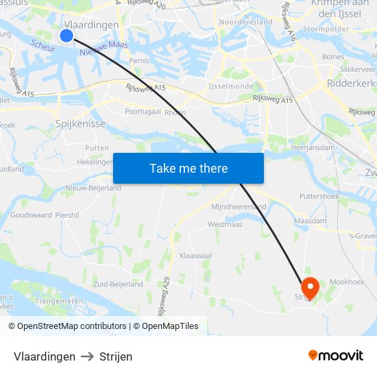 Vlaardingen to Strijen map