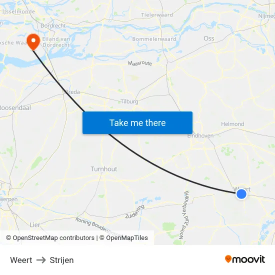 Weert to Strijen map