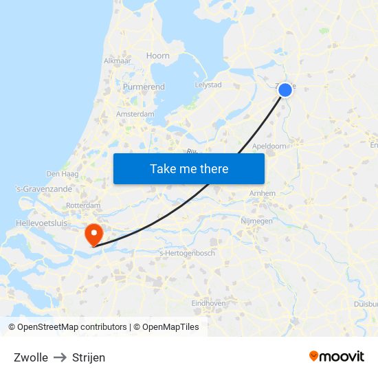 Zwolle to Strijen map