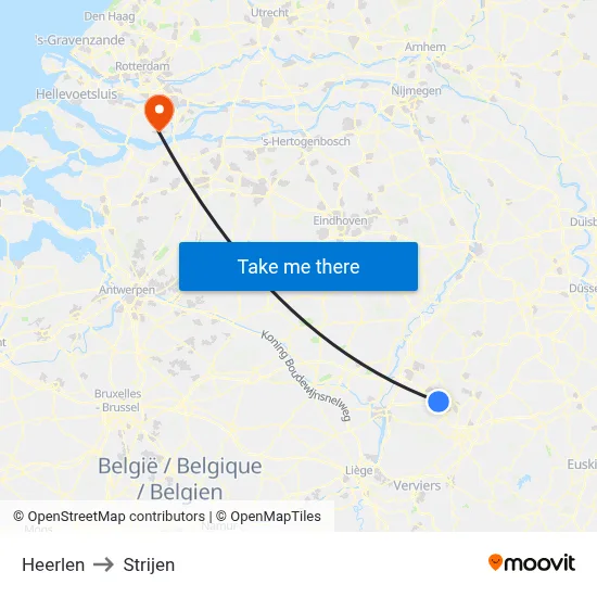 Heerlen to Strijen map