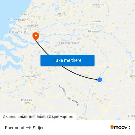 Roermond to Strijen map