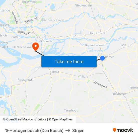 'S-Hertogenbosch (Den Bosch) to Strijen map